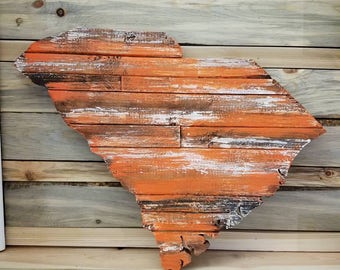 Clemson Wood SIgn, South  Carolina Wood Sign, Orange, Clemson University, Rustic South Carolina