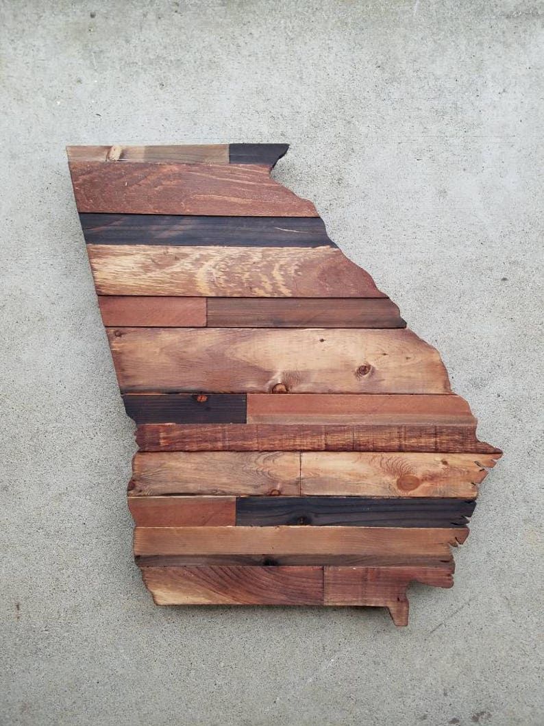 Rustic Wood State Cut Out Wood Art Sign Wood Etsy
