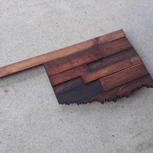 Oklahoma Wood Sign, Oklahoma State Sign Wall Art Decor, Large Home State Cutout, Housewarming Gift Handmade Pallet Wood, Oklahoma Bar Sign
