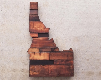 Idaho Wood Sign, Idaho State Sign Wall Art Decor, Large Home State Cutout, Housewarming Gift Handmade With Pallet Wood, Idaho Bar Sign