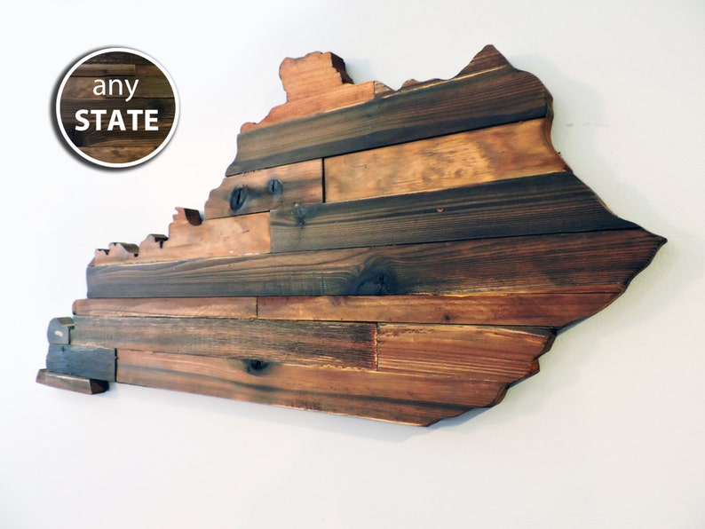 Rustic Wood State Cut Out Large Cutout Outline Wooden Sign Art Wall Decor Love
