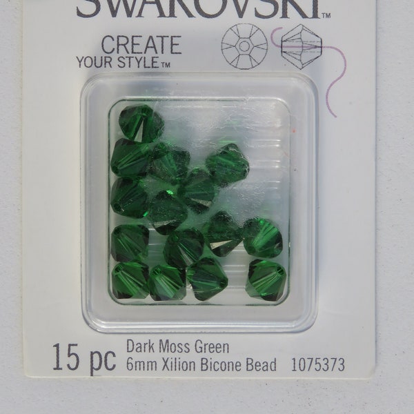 Swarovski Dark Moss Green 6 mm Xilion Bicone Beads