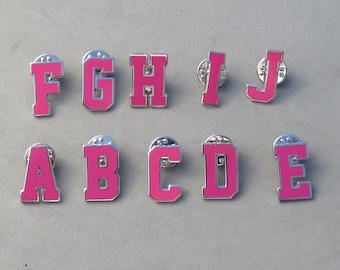 Pink Enamel Initial Pin - Initial, Hashtag or Ampersand