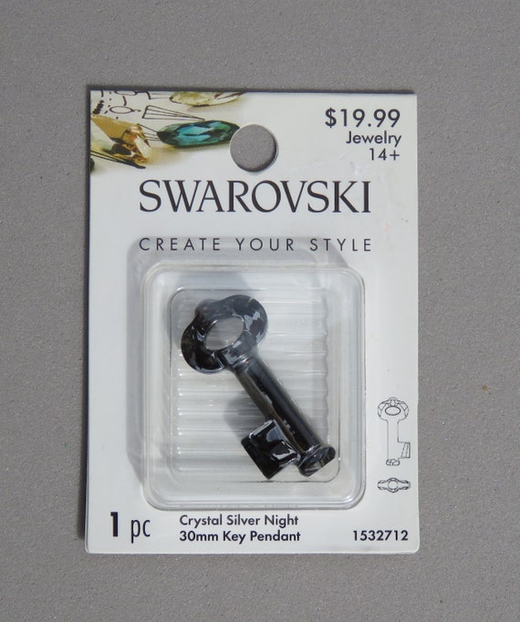 Swarovski 30 mm Crystal Aurora Borealis or Crystal Silver Night Key Pendant