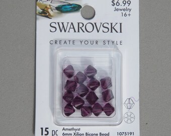 Swarovski Amethyst 6 mm Xilion Bicone Beads