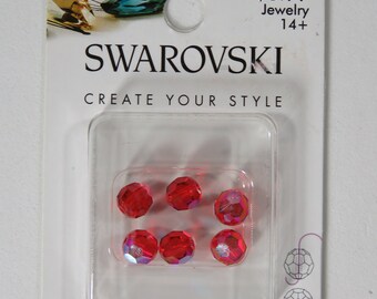 6 mm Light Siam Shimmer Swarovski Round Beads