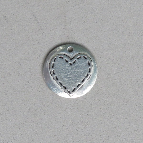 Solid Pewter Round with Heart Stamping Blank