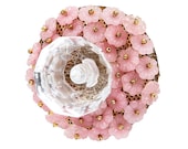Knob Opaque Pink Flower Beads Shabby Chic Knob Dresser Knobs Crystal Knob Crystal Drawer Pull Cottage Chic Crystal Knob Pull Handle 155003