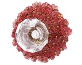 Knob Pink Flower Beads Shabby Chic Knob Dresser Knobs Crystal Knob Crystal Drawer Pull Cottage Chic Crystal Knob Pull Handle Knob 155002
