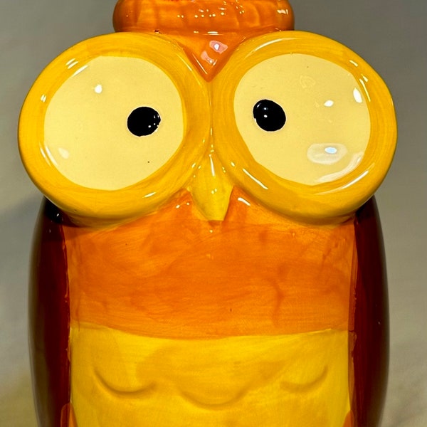 Wide-Eyed Owl Figurine Ceramic Vase