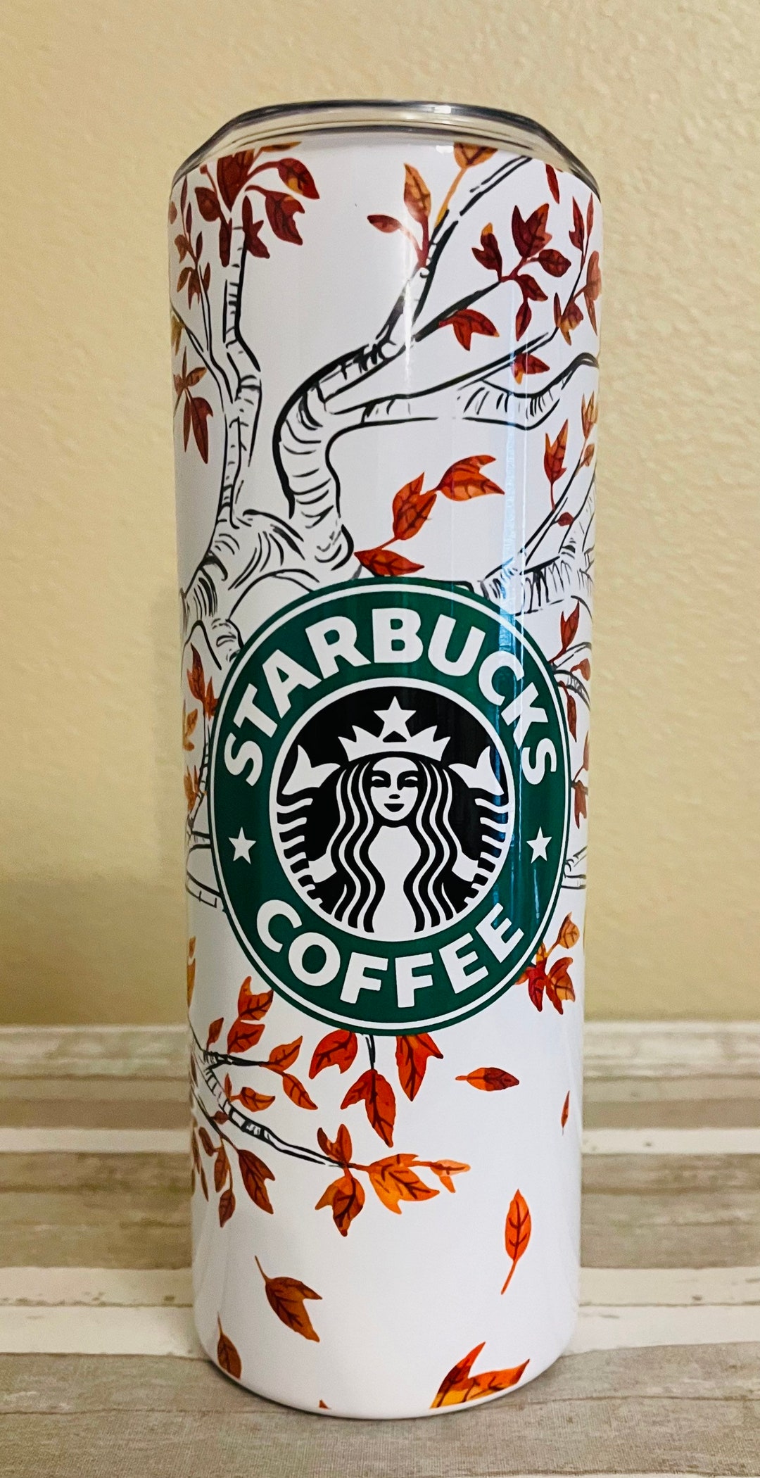 Starbucks Inspired Fall Tumbler, Fall Leaves Tumbler, Fall Tumbler