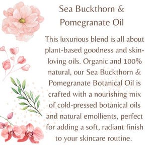 Sea Buckthorn & Pomegranate Botanical Oil, Lg 2oz Size - Healthy natural facial serum, Skin types dry, mature, or dull complexions image 3
