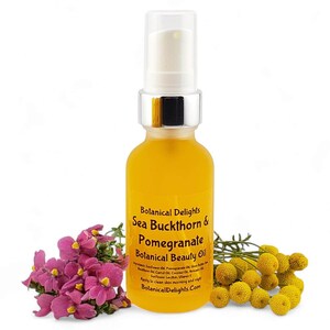 Sea Buckthorn & Pomegranate Botanical Oil, Lg 2oz Size - Healthy natural facial serum, Skin types dry, mature, or dull complexions image 4
