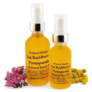 Sea Buckthorn & Pomegranate Botanical Oil, Lg 2oz Size - Healthy natural facial serum, Skin types dry, mature, or dull complexions image 8