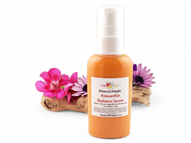 Astaxanthin Radiance Serum, Retinol, Multiple Peptides and Hyaluronic Acid for Beautiful Skin, Sea Minerals, Vitamins 2oz Plastic w/Pump