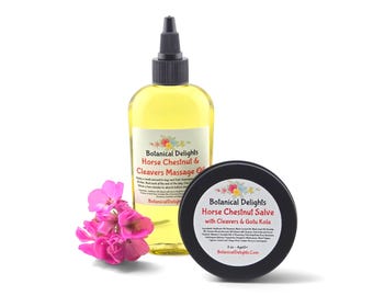 Horse Chestnut & Cleavers Salve or Massage Oil with Skin Loving Herbs and Essential Oils, Heavy Legs, Foot, Ankle and Muscle Massage