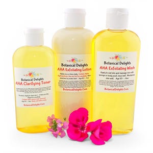 AHA Exfoliating Skin Care & Body Wash - Red Bumpy Chicken Skin, exfoliates, post wax and shave lotion