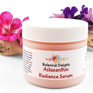 Astaxanthin Radiance Serum, Retinol, Multiple Peptides and Hyaluronic Acid for Beautiful Skin, Sea Minerals, Vitamins 2oz Plastic Jar