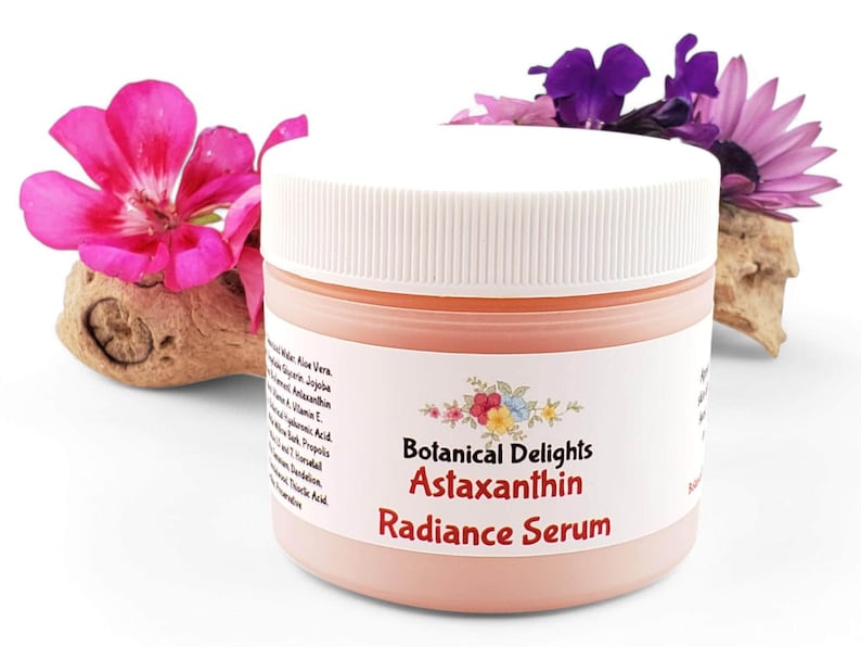 Astaxanthin Radiance Serum, Retinol, Multiple Peptides and Hyaluronic Acid for Beautiful Skin, Sea Minerals, Vitamins 2oz Plastic Jar