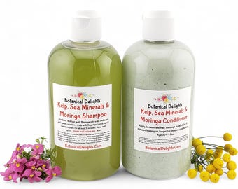 Kelp Moringa Sea Minerals & Moringa Scalp Balancing Botanical Shampoo for Hair Strengthening, Nourished Hair, Shine and Bounce, Color Safe