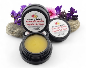 Overnight Vanilla Peptide Lip Mask, Deeply moisturizes, provides protection for soft, sultry lips, shea butter, peptides, plant stem cells
