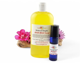 Women's Facial Hair Roller and AHA Toner - Natural and Plant Based, Slow down growth of women's facial hair