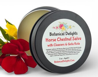 Horse Chestnut & Cleavers Massage Oil or Salve with Skin Loving Herbs and Essential Oils, Heavy Legs, Foot, Ankle and Muscle Massage