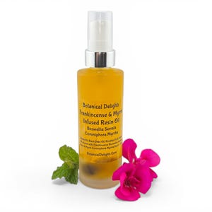 Frankincense & Myrrh Resin Oil with Boswellia Serrata and Commiphora Myrrha, Lg 2oz Size - skin-loving fatty acids and antioxidants image 7