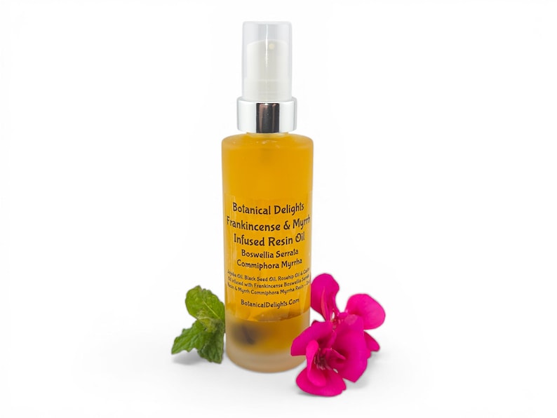 Frankincense & Myrrh Resin Oil with Boswellia Serrata and Commiphora Myrrha, Lg 2oz Size - skin-loving fatty acids and antioxidants image 7