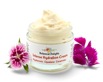 Intense Hydration Cream, Hyaluronic Acid, Squalane & Ceramide Face Cream, Peptide Mushroom Complex, Handmade Luxury Skincare