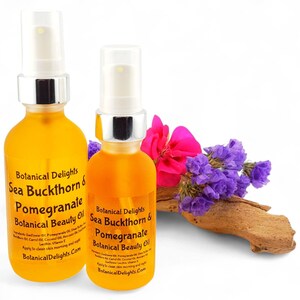 Sea Buckthorn & Pomegranate Botanical Oil, Lg 2oz Size - Healthy natural facial serum, Skin types dry, mature, or dull complexions image 10