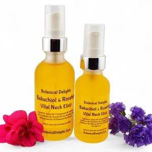 Bakuchiol & Rosehip Vital Neck Elixir, Botanical Serum, 2oz, Plant-Based Retinol, Non-Greasy Facial Oil, Pomegranate, Sea Buckthorn Berry image 9