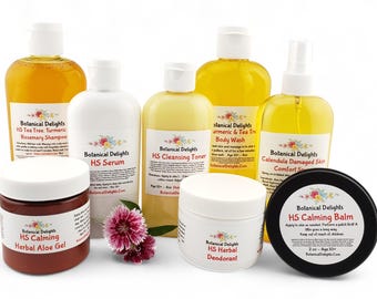 HS Skin Products, Natural Products that WORK! Botanical Serum, Plant Based, Cleanser, Body Wash, Balm, Aloe Gel