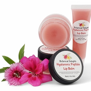 Hyaluronic Acid Peptide Lip Balm, A luxurious lip product with nourishing botanical oils, peptides and natural plant butters