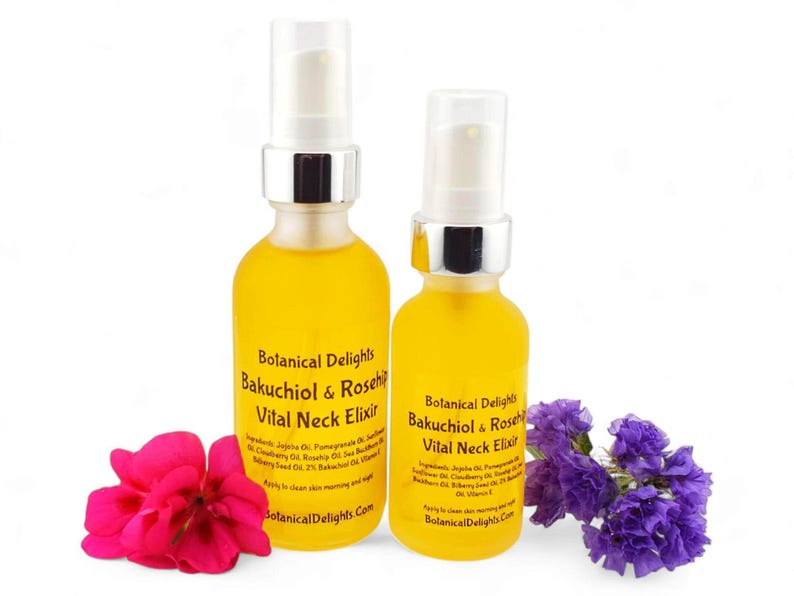 Bakuchiol & Rosehip Vital Neck Elixir, Botanical Serum, 2oz, Plant-Based Retinol, Non-Greasy Facial Oil, Pomegranate, Sea Buckthorn Berry image 1