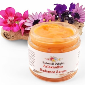 Astaxanthin Radiance Serum, Retinol, Multiple Peptides and Hyaluronic Acid for Beautiful Skin, Sea Minerals, Vitamins 2oz Glass Jar