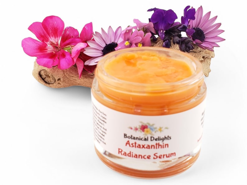 Astaxanthin Radiance Serum, Retinol, Multiple Peptides and Hyaluronic Acid for Beautiful Skin, Sea Minerals, Vitamins 2oz Glass Jar