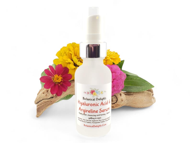 a bottle of hygiezing solution next to flowers
