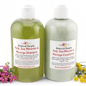 Kelp Moringa Sea Minerals Scalp Balancing Botanical Shampoo for Hair Strength, Nourished Hair