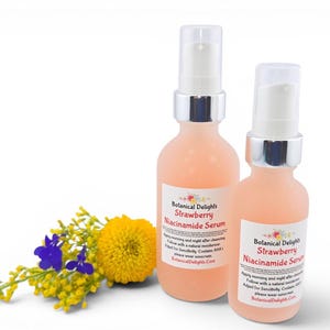 10% Niacinamide Strawberry AHA Exfoliating Beauty Serum, Redness, Botanical Skincare, Clean Beauty