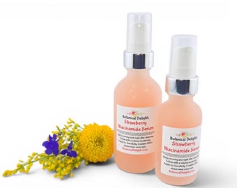 10% Niacinamide Strawberry AHA Exfoliating Beauty Serum, Redness, Botanical Skincare, Clean Beauty