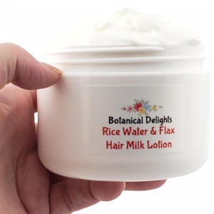 Rice Water & Flax Hair Milk Lotion - Hydrating, curl cream, nourishing, and strengthening ingredients, reduces hair loss, frizz and breakage