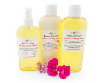 AHA Exfoliating Skin Care & Body Wash - Red Bumpy Chicken Skin, exfoliates, post wax and shave lotion
