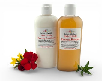 Hair Follicle Stimulating Shampoo & Conditioner - DHT, essential oils and herbs to improve scalp health and follicle refinement