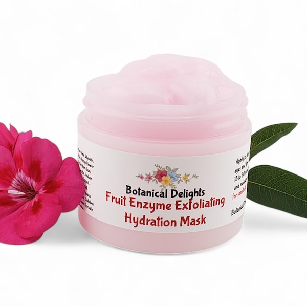 Fruit Enzyme Exfoliating Hydration Mask, Natural Fruit, Rice Protein and Hyaluronic Acid, Leaves your skin feeling soft, smooth and radiant