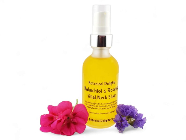 Bakuchiol & Rosehip Vital Neck Elixir, Botanical Serum, 2oz, Plant-Based Retinol, Non-Greasy Facial Oil, Pomegranate, Sea Buckthorn Berry image 10