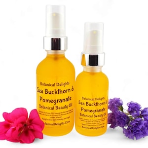 Sea Buckthorn & Pomegranate Botanical Oil, Lg 2oz Size - Healthy natural facial serum, Skin types dry, mature, or dull complexions image 2