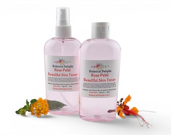 Rose Petal Beautiful Skin Toner, Rose Water, Aloe, Vitamin C, Gentle Exfoliation, Hydrating