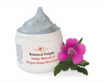 Indigo Naturalis & Oregon Grape Root Cream, Shea Butter, Aloe Vera, Colloidal Oatmeal, Black Seed Oil, Sea Moss, Vitamin E