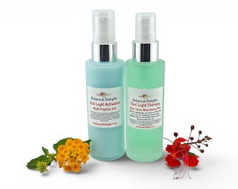 Red Light Activation - Multi Peptide Serum and After-Glow Nourishing Mist, Vegan Red Light Serum, Pre Red Light Treatment, Red Light Wand